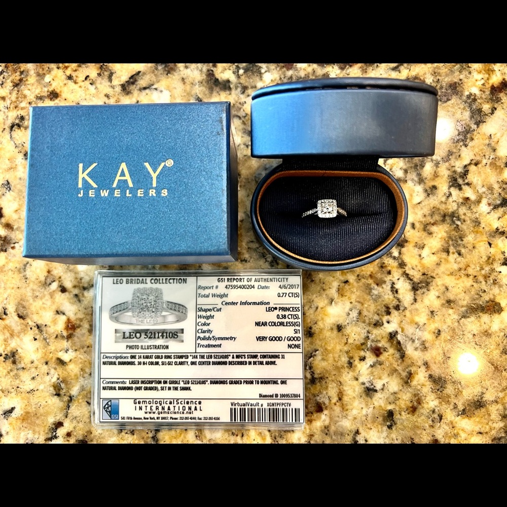 **SOLD** Kay THE LEO Certified Diamond Engagement Ring 3/4 ct tw 14 White Gold